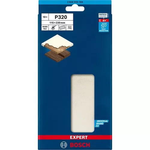 Brusná mřížka EXPERT M480 pro vibrační brusky 115 × 230 mm, G 320, 10 ks BOSCH 2608900768