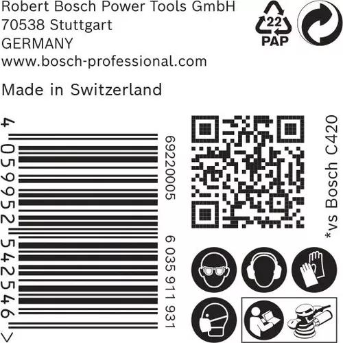 Brusný papír EXPERT C470 s 8 otvory pro vibrační brusky 125 mm, G 400, 50 ks BOSCH 2608900916