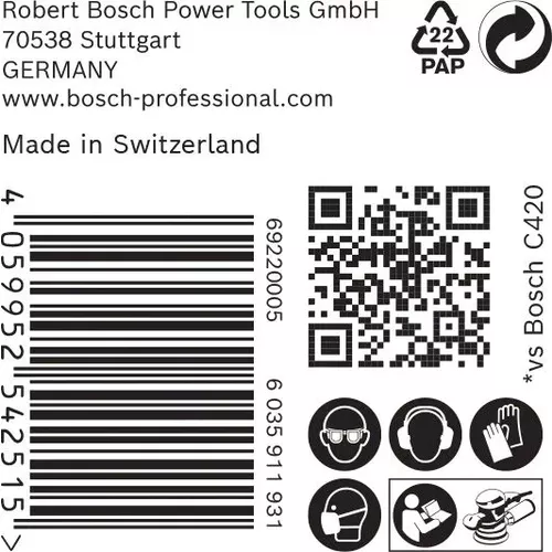 Brusný papír EXPERT C470 s 8 otvory pro vibrační brusky 125 mm, G 240, 50 ks BOSCH 2608900914