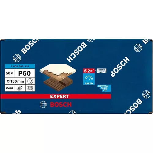 Brusný papír EXPERT C470 s 6 otvory pro vibrační brusky 150 mm, G 60, 50 ks BOSCH 2608900918