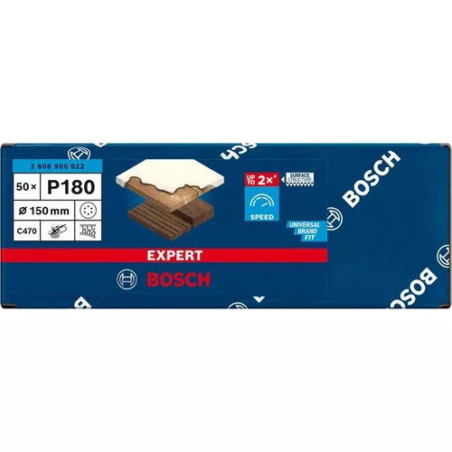 Brusný papír EXPERT C470 s 6 otvory pro vibrační brusky 150 mm, G 180, 50 ks BOSCH 2608900922