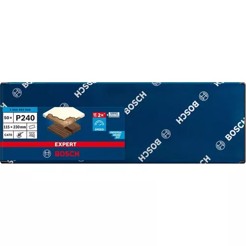 Brusné papíry EXPERT C470 se 14 otvory pro vibrační brusky 115 × 230 mm, P240, 50 ks BOSCH 2608900948