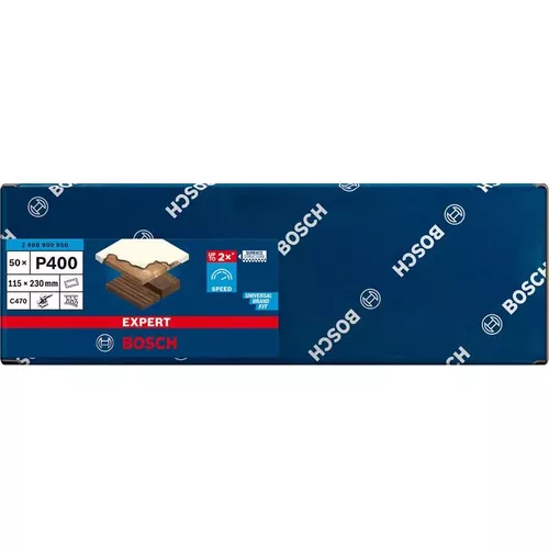 Brusný papír EXPERT C470 se 14 otvory pro vibrační brusky 115 × 230 mm, G 400, 50 ks BOSCH 2608900950