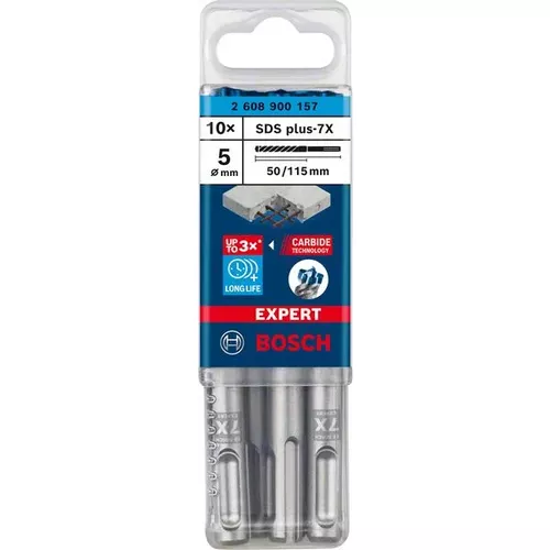 Vrtáky do kladiv EXPERT SDS plus-7X, 5 × 50 × 115 mm, 10 ks BOSCH 2608900157