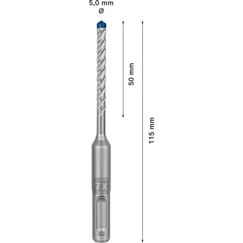 Vrtáky do kladiv EXPERT SDS plus-7X, 5 × 50 × 115 mm, 10 ks BOSCH 2608900157