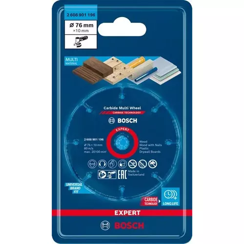 Víceúčelový řezný kotouč EXPERT Carbide Multi Wheel 76 mm, 10 mm BOSCH 2608901196