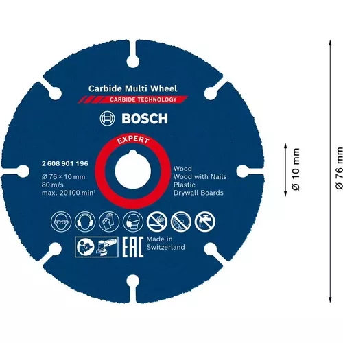 Víceúčelový řezný kotouč EXPERT Carbide Multi Wheel 76 mm, 10 mm BOSCH 2608901196