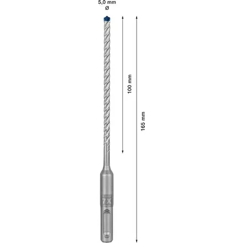 Vrták do kladiv EXPERT SDS plus-7X, 5 × 100 × 165 mm BOSCH 2608900060