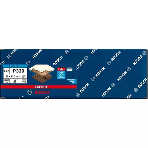 Brusná mřížka EXPERT M480 pro vibrační brusky 115 × 230 mm, G 320, 50 ks BOSCH 2608900774