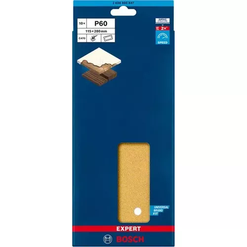 Brusné papíry EXPERT C470 se 14 otvory pro vibrační brusky 115 × 280 mm, P60, 10 ks BOSCH 2608900847