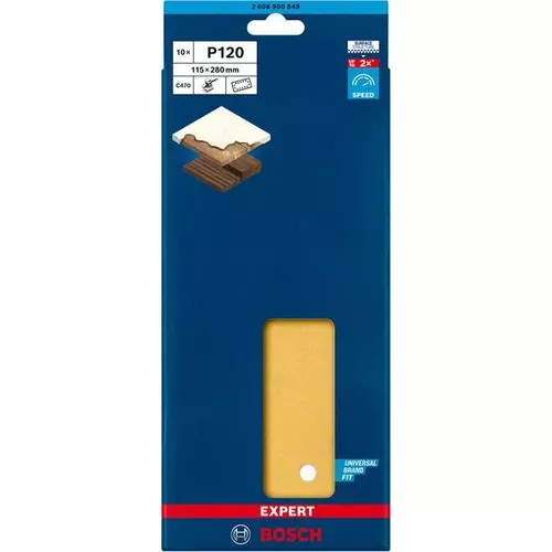 Brusné papíry EXPERT C470 se 14 otvory pro vibrační brusky 115 × 280 mm, P120, 10 ks BOSCH 2608900849