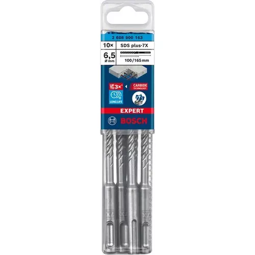 Vrtáky do kladiv EXPERT SDS plus-7X, 6,5 × 100 × 165 mm, 10 ks BOSCH 2608900163