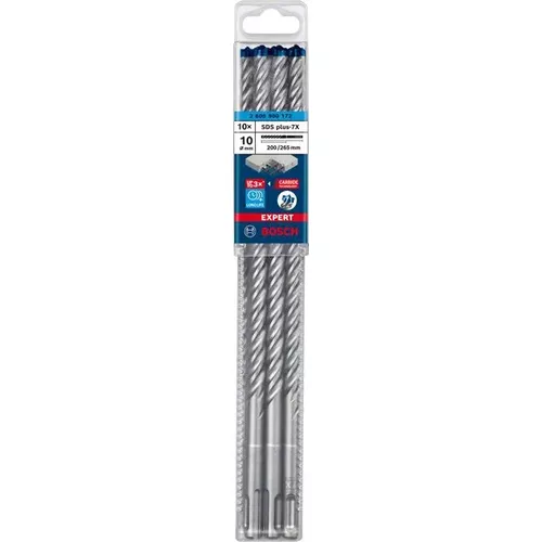 Vrtáky do kladiv EXPERT SDS plus-7X, 10 × 200 × 265 mm, 10 ks BOSCH 2608900172