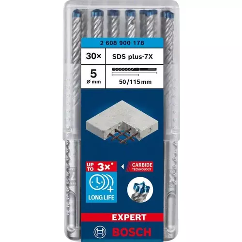 Vrták do kladiv EXPERT SDS plus-7X, 5 × 50 × 115 mm, 30 ks BOSCH 2608900178