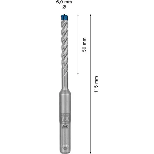 Vrták do kladiv EXPERT SDS plus-7X, 6 × 50 × 115 mm, 30 ks BOSCH 2608900180