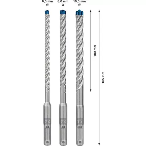 Sada vrtáků do kladiv EXPERT SDS plus-7X, 6/8/10 mm, 3 ks BOSCH 2608900196