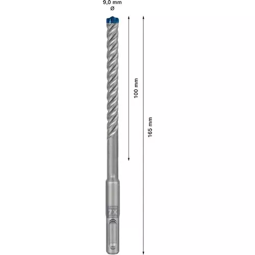 Vrták do kladiv EXPERT SDS plus-7X, 9 × 100 × 165 mm BOSCH 2608900094