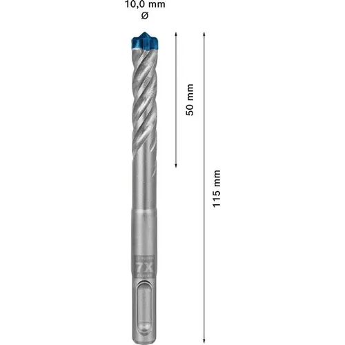 Vrták do kladiv EXPERT SDS plus-7X, 10 × 50 × 115 mm BOSCH 2608900096