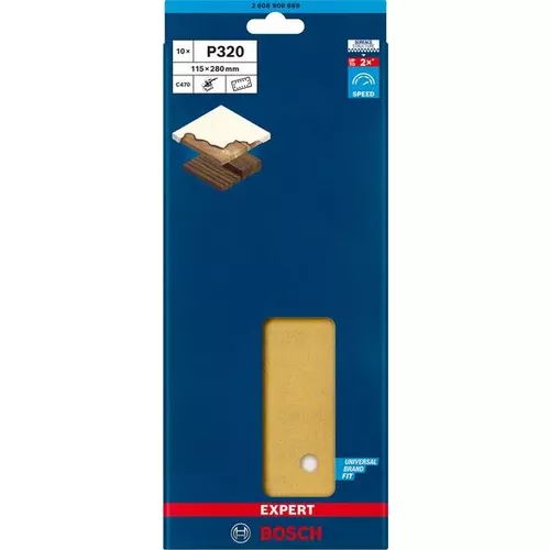 Brusný papír EXPERT C470 se 14 otvory pro vibrační brusky 115 × 280 mm, G 320, 10 ks BOSCH 2608900869