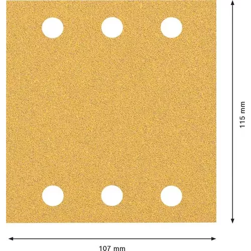 Brusný papír EXPERT C470 se 6 otvory pro vibrační brusky 115 × 107 mm, G 60, 10 ks BOSCH 2608900891