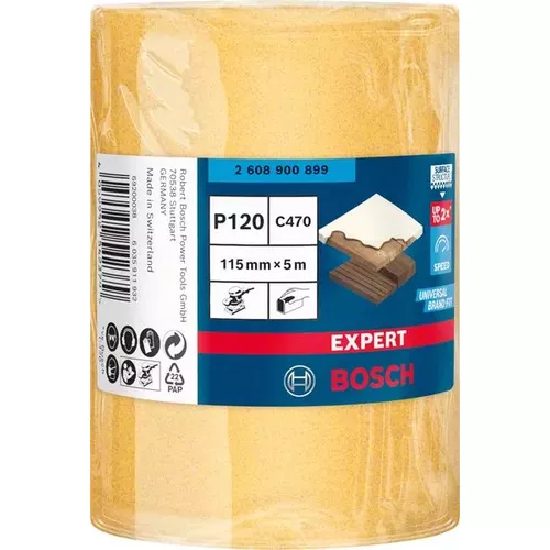 Role brusného papíru EXPERT C470 pro ruční broušení 115 mm, 5 m, G 120 BOSCH 2608900899