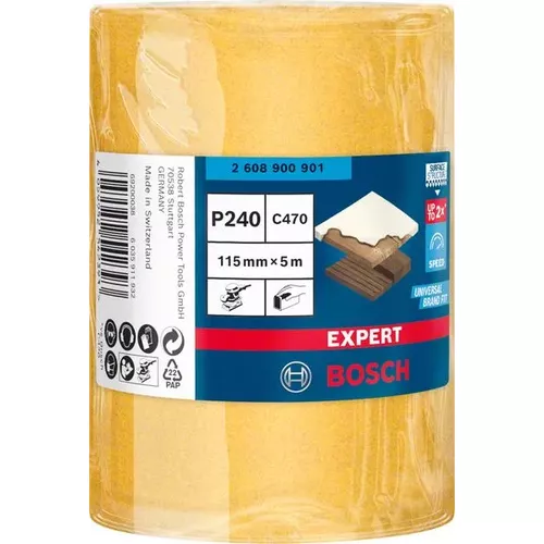 Role brusného papíru EXPERT C470 pro ruční broušení 115 mm, 5 m, G 240 BOSCH 2608900901