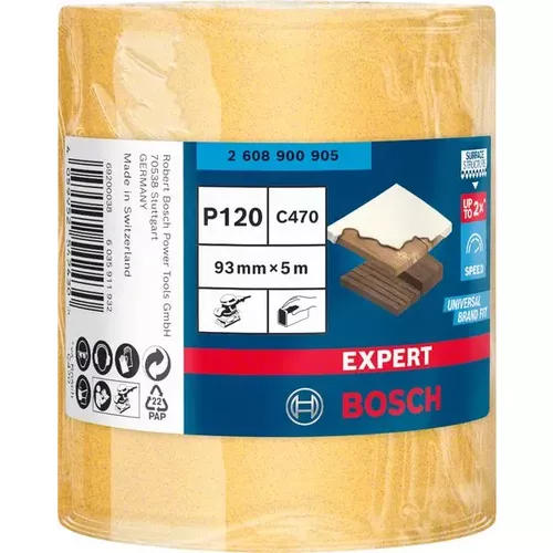 Role brusného papíru EXPERT C470 pro ruční broušení 93 mm, 5 m, P120 BOSCH 2608900905