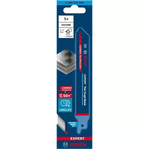 Listy do pily ocasky S 922 EHM EXPERT Thin Tough Metal, 1 ks BOSCH 2608900360