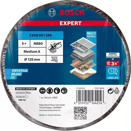 Rounový kotouč EXPERT N880 pro vibrační brusky 125 mm, střední, 5 ks BOSCH 2608901386