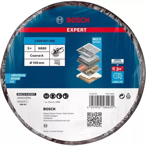 Rounový brusný kotouč EXPERT N880 pro excentrické brusky 150 mm, Coarse, 5 ks BOSCH 2608901388