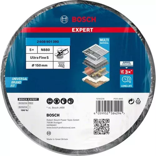 Rounový brusný kotouč EXPERT N880 pro excentrické brusky 150 mm, Fine, 5 ks BOSCH 2608901390