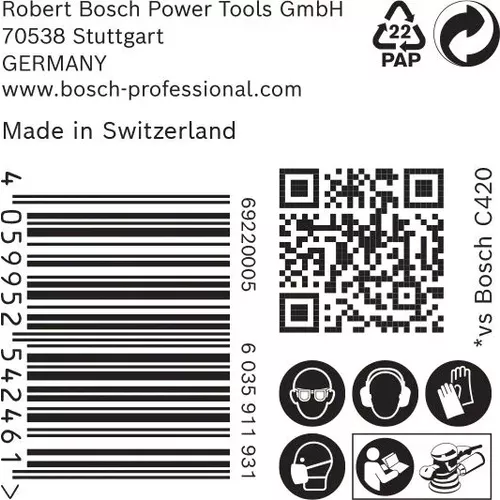 Brusný papír EXPERT C470 s 8 otvory pro vibrační brusky 125 mm, G 40, 50 ks BOSCH 2608900908