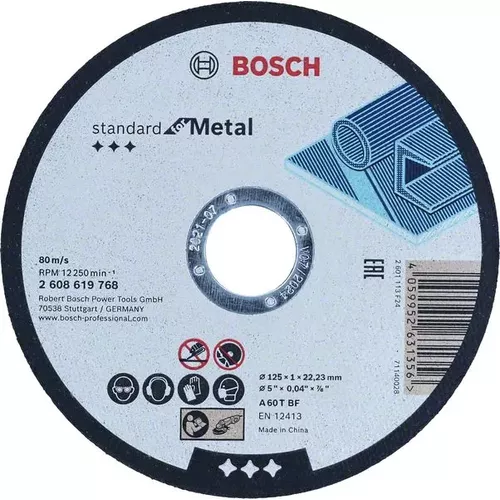 Rovný řezací kotouč Standard for Metal 125 mm, 22,23 mm BOSCH 2608619768