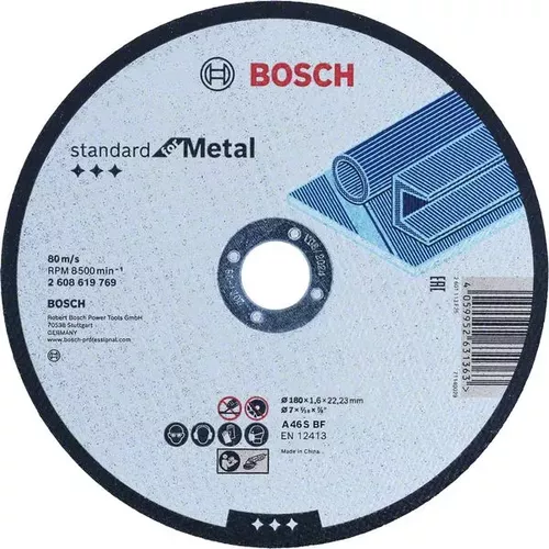 Rovný řezací kotouč Standard for Metal 180 mm, 22,23 mm BOSCH 2608619769