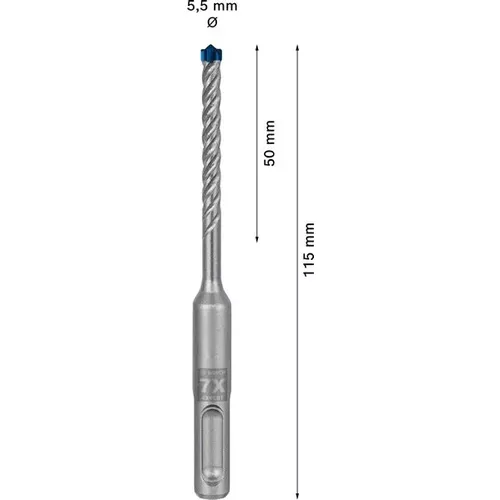 Vrták do kladiv EXPERT SDS plus-7X, 5,5 × 50 × 115 mm BOSCH 2608900065