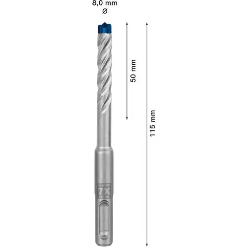 Vrták do kladiv EXPERT SDS plus-7X, 8 × 50 × 115 mm BOSCH 2608900087