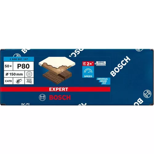 Brusný papír EXPERT C470 s více otvory pro vibrační brusky 150 mm, G 80 50 ks BOSCH 2608901137