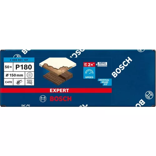 Brusný papír EXPERT C470 s více otvory pro vibrační brusky 150 mm, G 180 50 ks BOSCH 2608901141