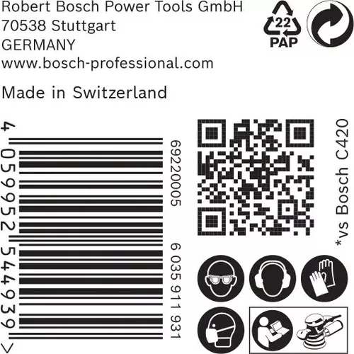 Brusný papír EXPERT C470 bez otvorů pro úhlové brusky a vrtačky 125 mm, G 320 50 ks BOSCH 2608901155