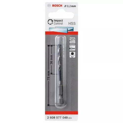 Spirálový vrták s šestihrannou stopkou HSS 3,2 mm  BOSCH 2608577049