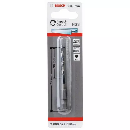 Spirálový vrták s šestihrannou stopkou HSS 3,3 mm  BOSCH 2608577050