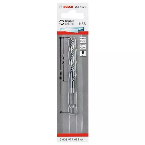 Spirálový vrták s šestihrannou stopkou HSS 6,0 mm  BOSCH 2608577058