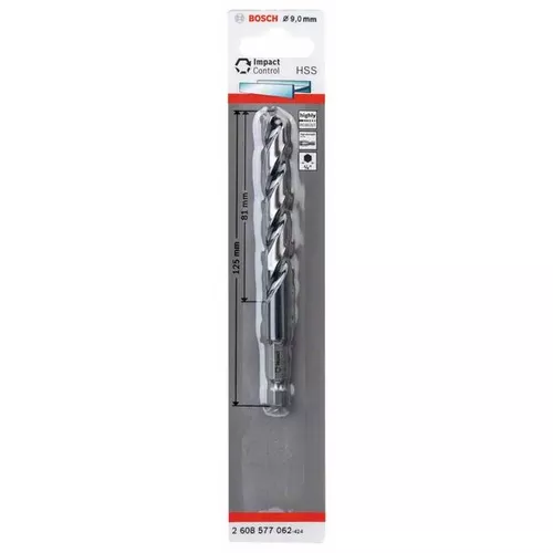 Spirálový vrták s šestihrannou stopkou HSS 9,0 mm  BOSCH 2608577062