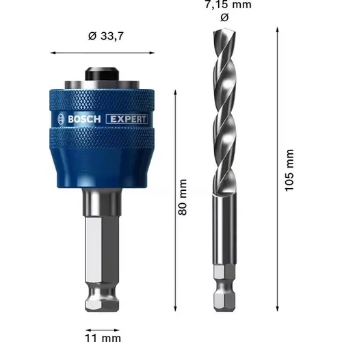 Adaptér EXPERT Power Change Plus pro děrovku, 11 mm, vrták HSS-G, 7,15 × 105 mm, 2 ks BOSCH 2608900527