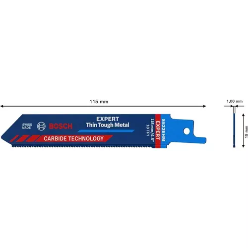 Pilový list do pily ocasky EXPERT Thin Tough Metal S 522 EHM, 1 ks BOSCH 2608900359