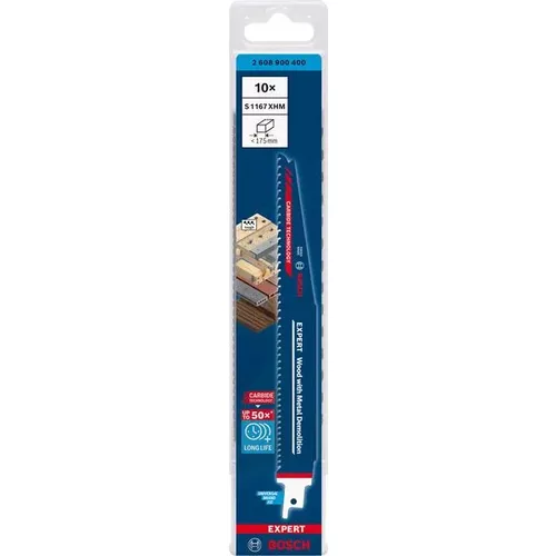 List do pily ocasky S 1167 XHM EXPERT Wood with Metal Demolition, 10 ks BOSCH 2608900400