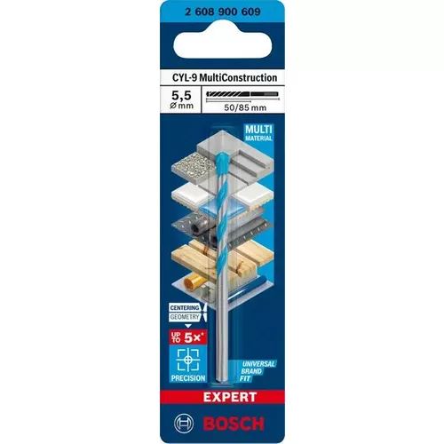 Spirálový vrták EXPERT CYL-9 MultiConstruction, 5,5 × 50 × 85 mm BOSCH 2608900609