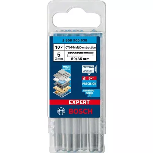 Spirálový vrták EXPERT CYL-9 MultiConstruction 5 × 50 × 85 mm, 10 ks BOSCH 2608900638