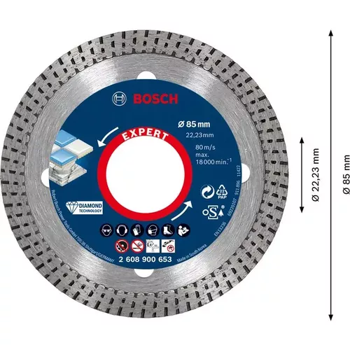 Diamantový řezný kotouč EXPERT HardCeramic 85 × 22,23 × 1,6 × 7 mm BOSCH 2608900653