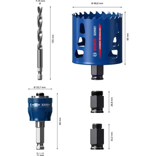 Základní sada děrovky EXPERT Tough Material 68 × 60 mm BOSCH 2608900450